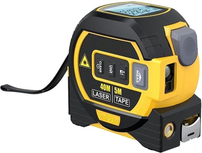 3-in-1-Laser-Maßband, digitaler Laser-Entfernungsmesser mit LCD-Display, 40 m/131 Fuß Lasermaß, 5 m/16 Fuß Maßband,