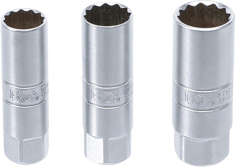 Bgs Technic - Zündkerzen-Einsatz-Satz Zwölfkant Antrieb Innenvierkant 10 mm (3/8') sw 14 - 16 - 18 mm 3-tlg.