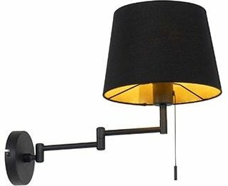 Wandleuchte schwarz mit schwarzem Schirm und verstellbarem Arm - Ladas