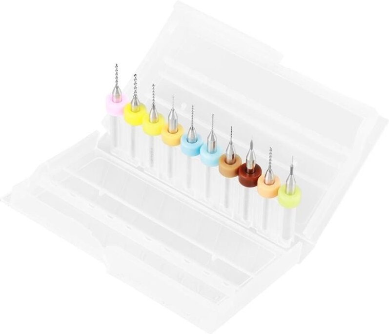 Ej.life - 10 Stück Micro Bohrer Set Micro Drill Bits 0,1–1,0 mm pcb Druckplatine Hartmetall Gravierbohrer Bits Set