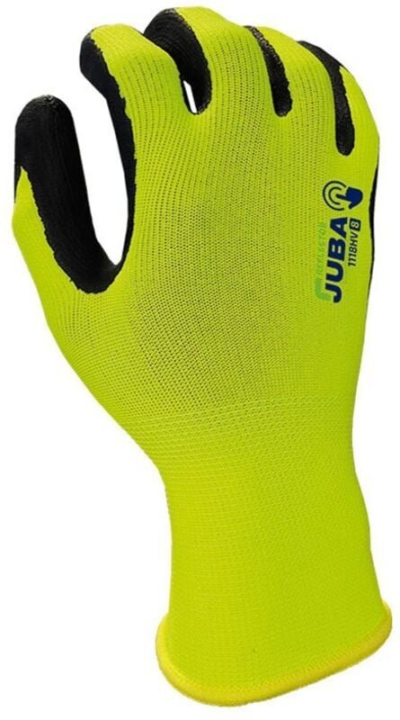 Juba - Eco-Nit FOAM-Handschuh mit hoher Sichtbarkeit am Rücken, Größe 10 – Schwarz/Fluorgelb