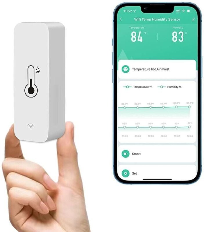 Thumbnail - SNQ - WiFi-Thermometer-Hygrometer-Sensor, kabelloser Temperatur- und Feuchtigkeitsmonitor für Zuhause, intelligentes The...