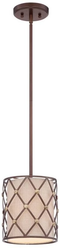 Hängeleuchte Deckenlampe Pendelleuchte Stahl Leinen d 20,3 cm 1 Flammig Kupfer