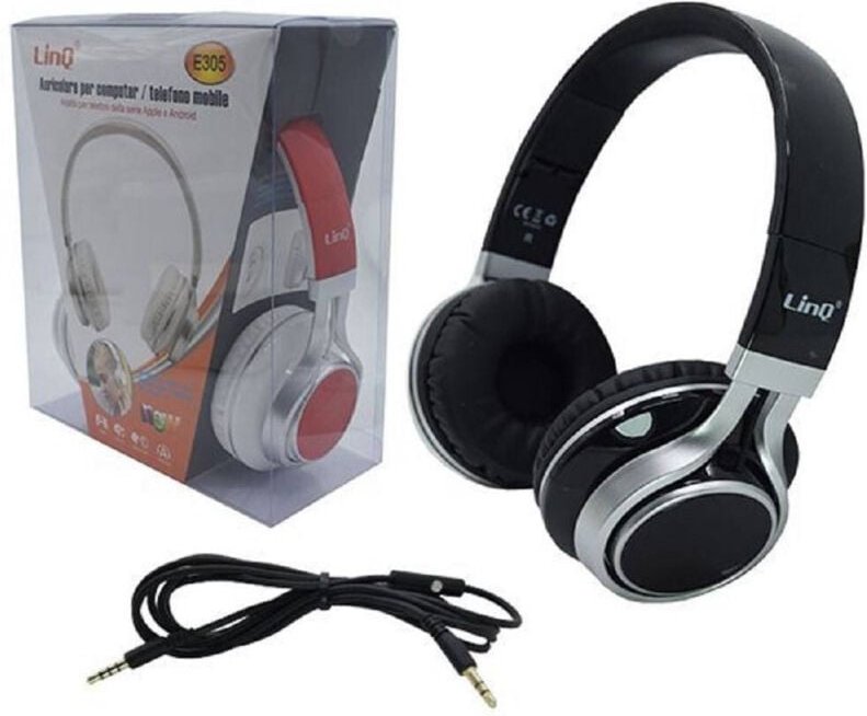 Trade Shop Traesio - Trade Shop - Stereo-Kopfhörer, 3,5-mm-Buchsenkabel, 150 cm, für pc, Smartphone, Musik, Sport, faltb...