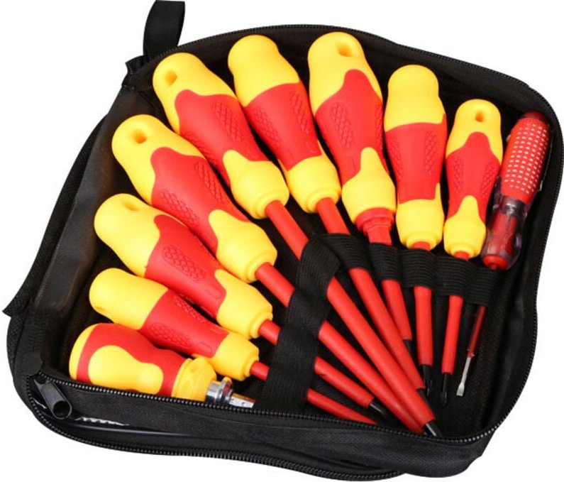 10-teiliges 1000-V-isoliertes Schraubendreher-Set mit magnetischen Schlitzwerkzeugen und Kreuzschlitz-Bits mit weichem G...