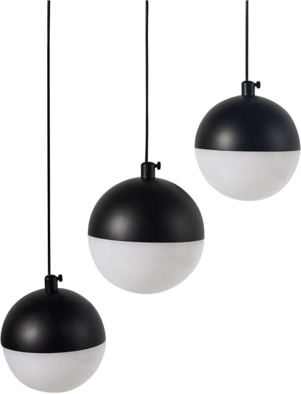 Hängeleuchte led Schwarz Aluminium u. Eisen 3-Flammig Kugelform Höhenversetzt Langes Kabel Modern Beleuchtung Esszimmer ...