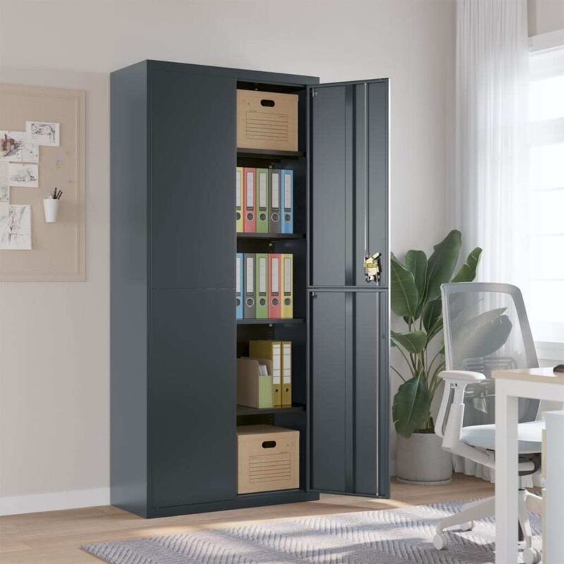 Aktenschrank Anthrazit 90x40x200 cm Stahl - Vidaxl