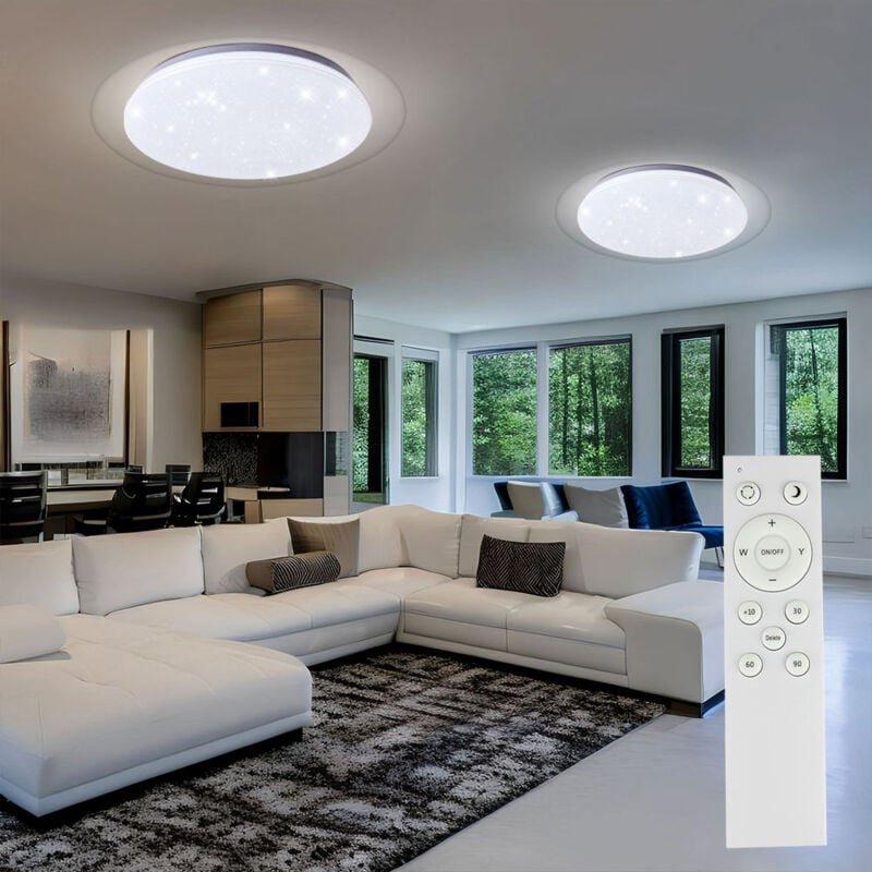 Led Deckenlampe dimmbar mit Fernbedienung Küchenlampe Deckenlampe Sternenhimmeleffekt, Nachtlicht Timer, 40W 2800lm warm...