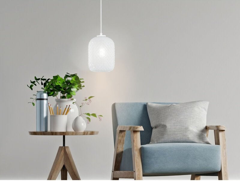 Fan Europe - Pendelleuchte ashford Relief Kristall Milchglas transparent Weiß, ø 15cm