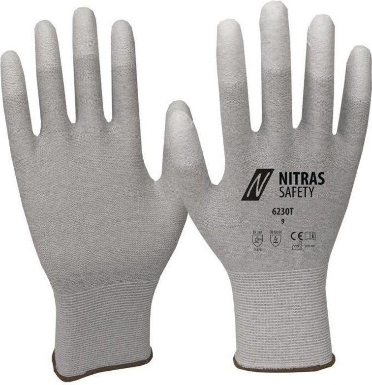 Nitras - 6230T-10 Handschuhe Größe 10 grau/weiß en 388, en 16350 PSA-Kategorie ii