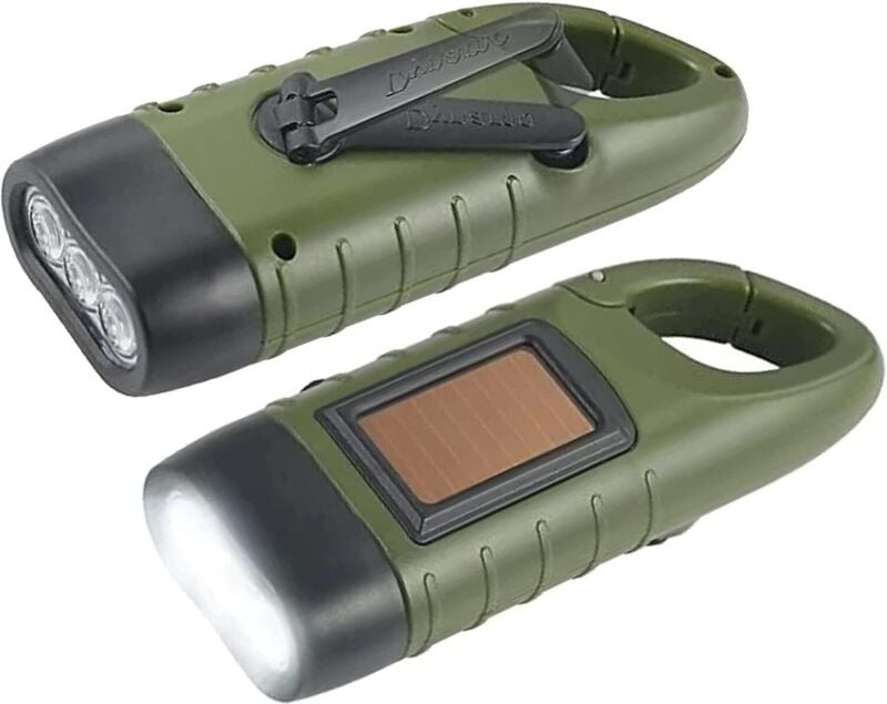 2er-Pack Solar-LED-Taschenlampen, Handkurbel-Taschenlampen, solarbetriebene, wiederaufladbare LED-Notfall-Taschenlampe, ...