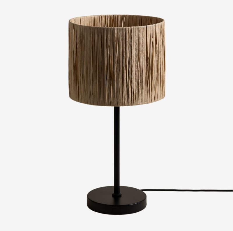 Tischlampe aus Eisen und geflochtenem Papier Casandra Natürlich - Sklum