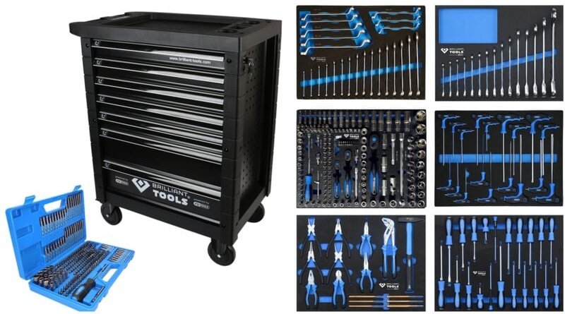 Brilliant Tools Werkstattwagen mit 7 Schubladen und 473 Werkzeugen