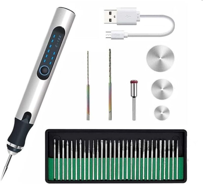 Tigrezy Elektrischer Gravierstift, Mini-Gravierwerkzeug, usb, kabellos, elektrisches Drehwerkzeug, 3 Einstellstufen zum ...