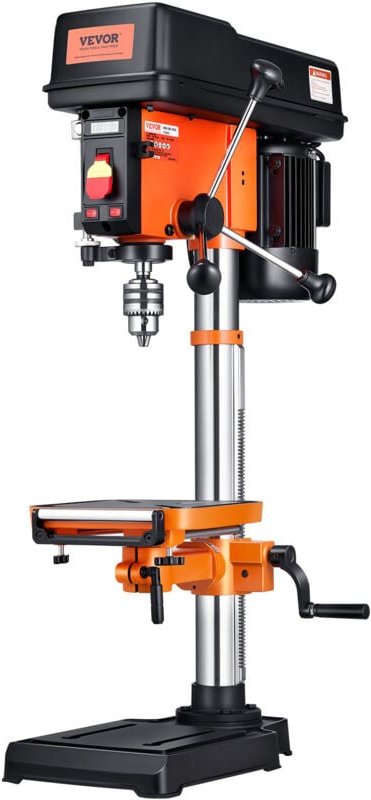 304,8 mm Tischbohrmaschine, 750 w, 440–2580 U/min Tischbohrmaschine mit variabler Geschwindigkeit, mit 0–45° neigbarem A...