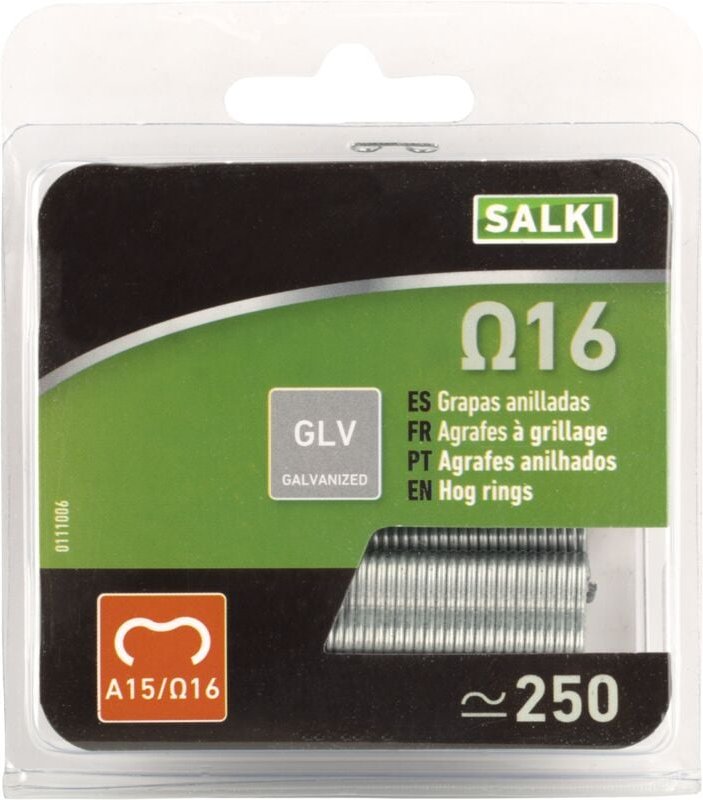 Blister 250 Stück - grün beschichtete Omega-Klammern 16