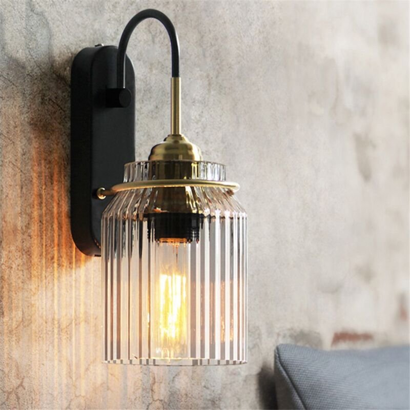 Nordische amerikanische Wandleuchte 85-165 v wasserdichte, klare Wellen, Glasschirm, dekorative Lampe für Schlafzimmer, ...