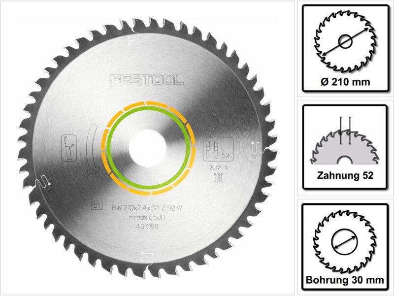 Feinzahn-Sägeblatt 210x2,4x30 W52 – 493199 - Festool