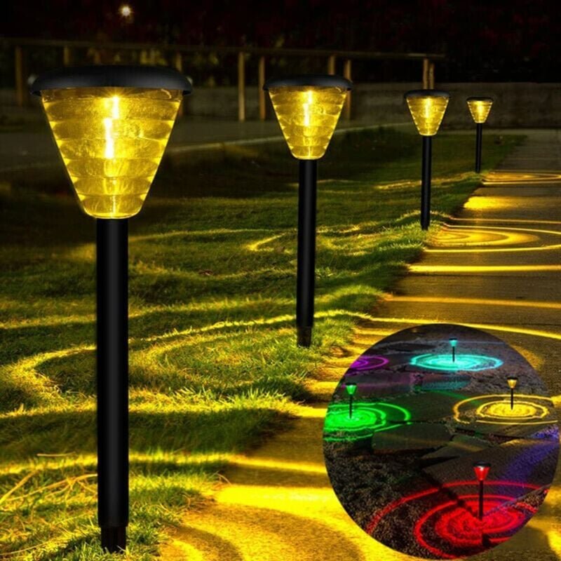 Solar-Gartenleuchte, dekorative Außenbeleuchtung mit warmem Licht und RGB-Farben, IP65 wasserdicht für Terrasse, Straße