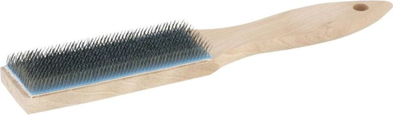 Feilenbürste mit Holzkörper Kratzenband geklebt