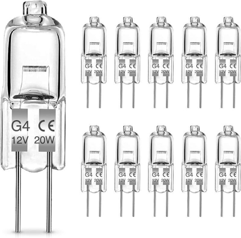 CHOYCLIT G4 Halogenlampen Leuchte, 12V 20W G4 Halogen Stiftsockellampe, 2800K Warmweiß Dimmbar G4 Klare Kapsellampe 10er...