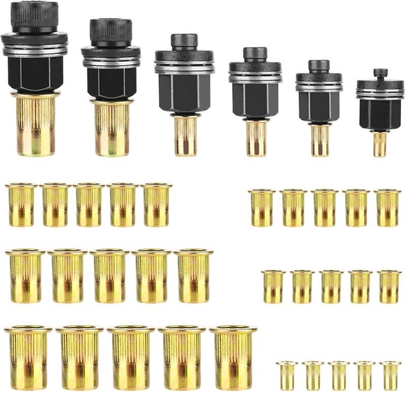 6-teiliges Set mit Handnietmuttern, enthält 30 Muttern, Nietadapter für M3-, M4-, M5-, M6-, M8- und M10-Nietköpfe