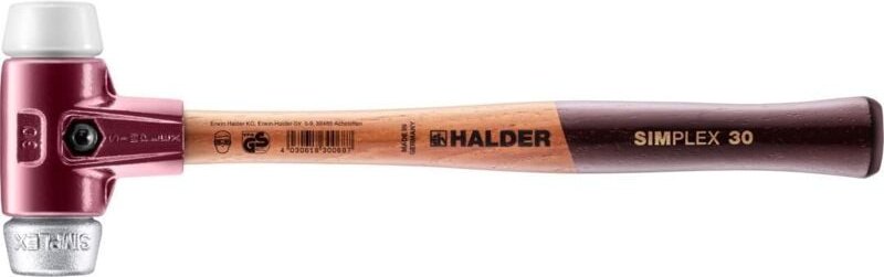SIMPLEX-Schonhammer, Superplastik / Weichmetall mit Tempergussgehäuse und hochwertigem Holzstiel D=30 mm 3079.030