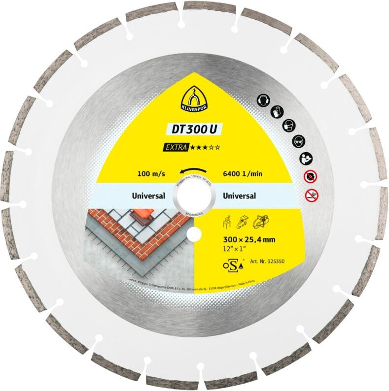 Klingspor DT 300 U Diamanttrennscheiben, 350 x 2,8 x 30 mm 20 Segmente 50,1 x 2,8 x 7 mm, Standardverzahnung