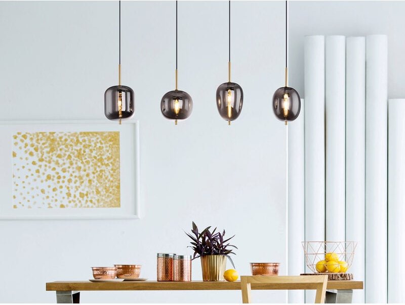 Globo - hängeleuchte - Blacky I - messing - glas rauchglas -