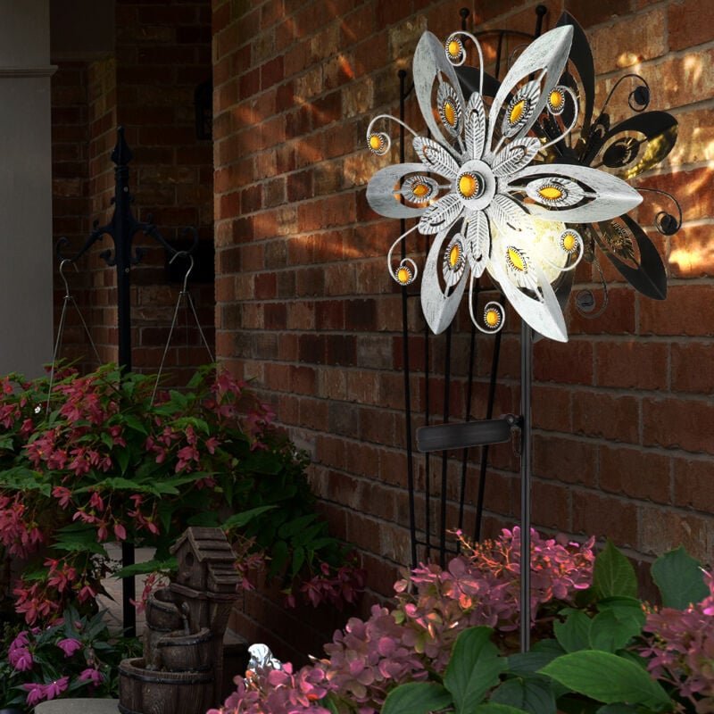 Thumbnail - Solarleuchte Außenleuchte led Windrad silbergrau Gartenlampe Deko h 124 cm