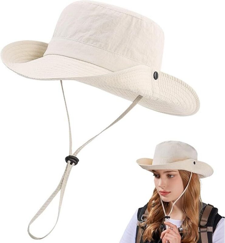 Damen-Sonnenhut mit breiter Krempe, UV-Schutz, Fischerhut, faltbar, Sommer, Strand, Outdoor, Fischerhut mit breiter Krem...