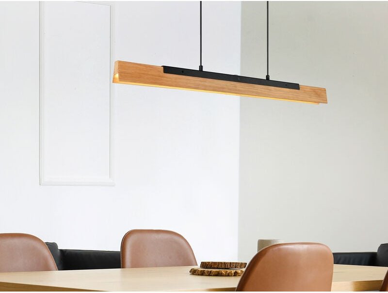 Trio Leuchten - led Pendelleuchte kerala dimmbar Holzbrett naturbelassen, Breite 90cm