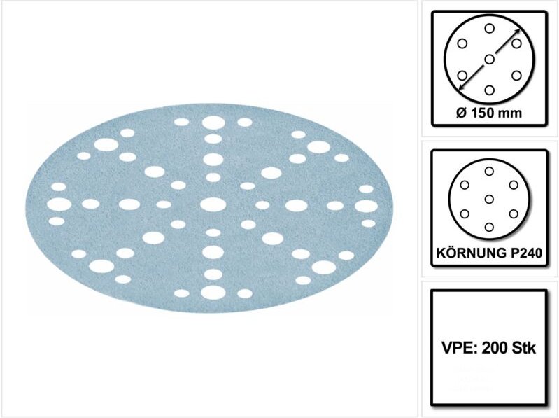 Stf D150/48 Schleifscheiben Granat P240 150 mm 200 Stk. ( 2x 575168 ) für ro 150, es 150, ets 150, ets ec 150, lex 150, ...