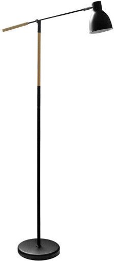 Fabrilamp - Bodenständer de Wohnzimmer 1xe27 schwarz/buche 360º drehbar 137x25,5x55 cm