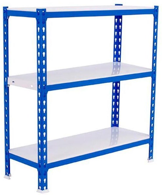 Simonrack Leichtregal aus blauem und weißem Metall