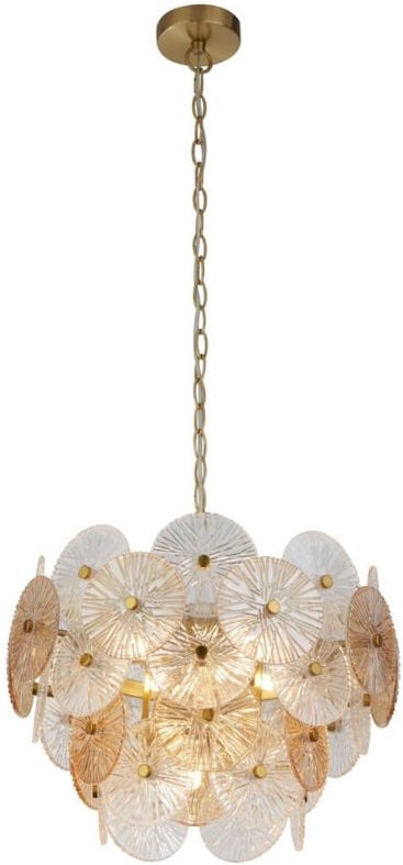 Searchlight - Wagon Wheel 5-Licht-Anhänger aus Bronze-Bernsteinglas