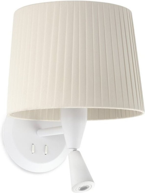 Samba Wandleuchte innen mit Leser weiß/Polyesterseide beige 64308-35