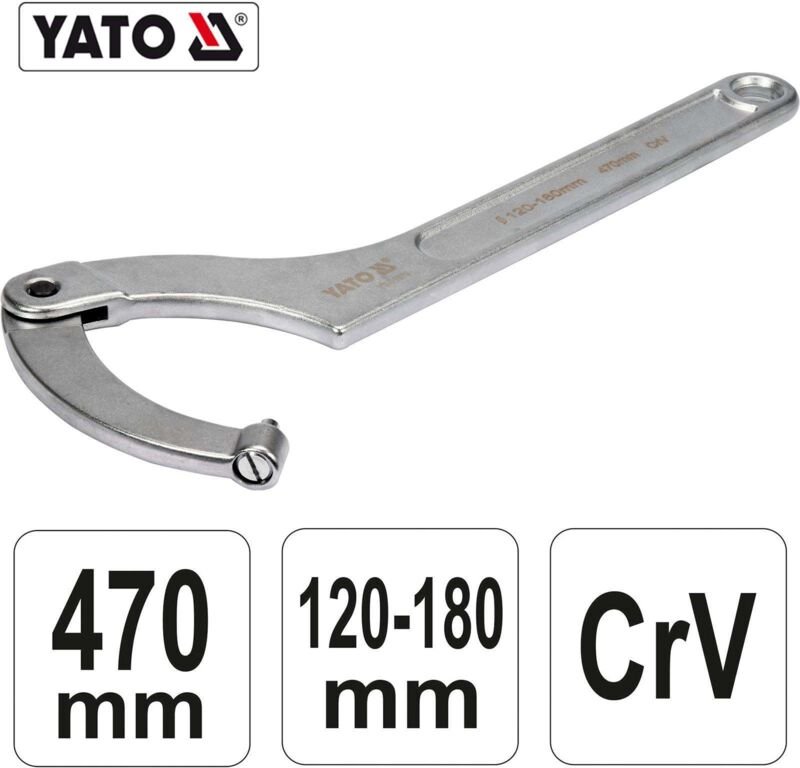 Hakenschlüssel mit runden stift, gelenkt 120-180 mm / YT-01679 / Yato