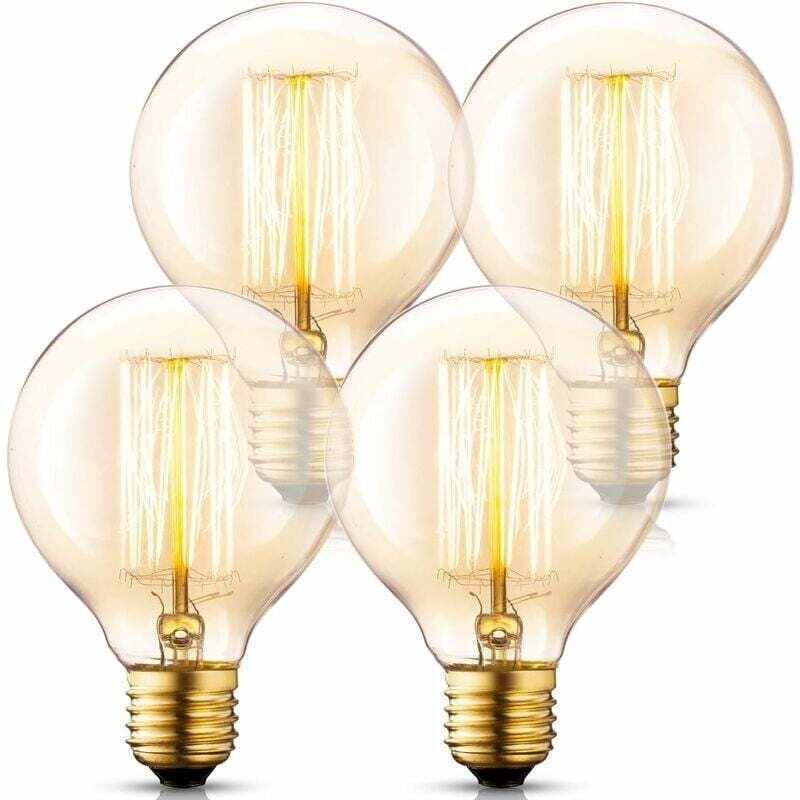 Linghhang - 4er-Pack Glühlampen) Globe G95 Vintage Edison-Glühbirnen-Set, 40 w E27 Bernsteinglas Wootly Retro Vintage al...