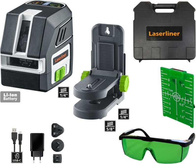 Laserliner - Kreuzlinien-Laser PocketCross-Laser 2G, Grüner Laser mit Zubehör