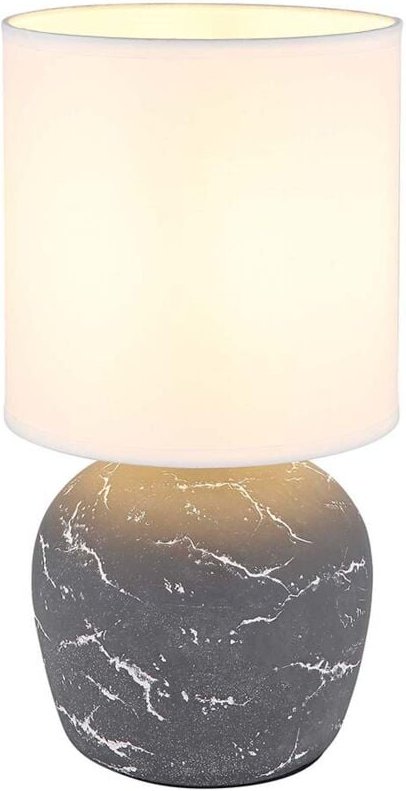 Globo Lighting - Tischleuchte Nachttischleuchte Tischlampe Keramik grau weiß Textil h 31,5 cm