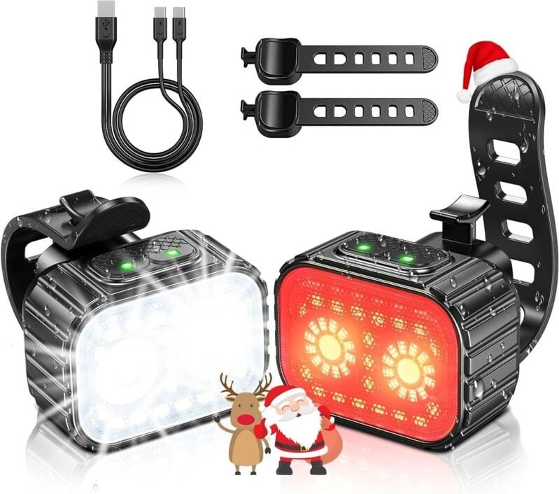 LED-Fahrradlicht, wiederaufladbar, ultrahelles Fahrradlicht zum Radfahren, IPX6 wasserdichte vordere und hintere Fahrrad...