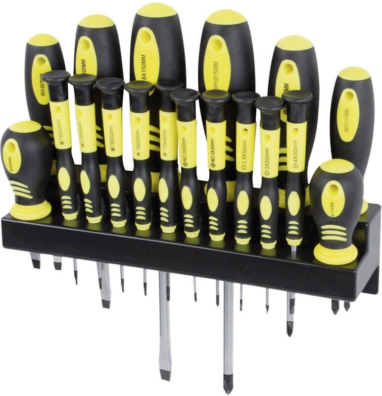 Brüder Mannesmann - Elektronik- u. Feinmechanik, Werkstatt Schraubendreher-Set 18teilig Schlitz, Kreu