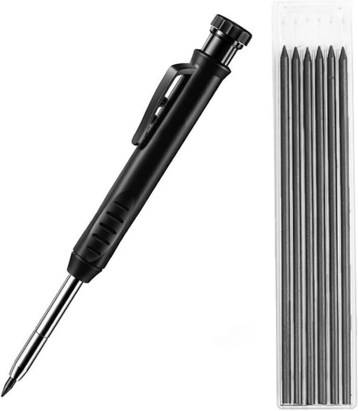 Zimmermannsbleistift, Tischlerbleistift, Druckbleistiftmarker, Tieflochmarker, mit 6 Minen, für die Baustelle, Markierun...