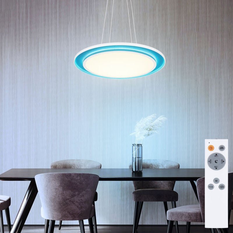 Hängelampe dimmbar mit Fernbedienung led Esstischleuchte Tageslicht Pendellampe weiß, rgb Farbwechsel, 40W 3700lm warmwe...