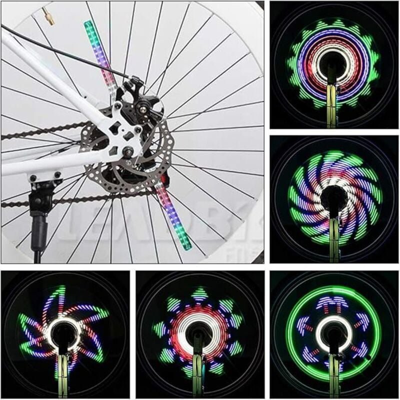 Linghhang - LED-Fahrrad-Radlicht, 64 led, 30 verschiedene Bilder, wasserdichtes Fahrrad-Radlicht für DIY-Fahrradreifen ü...