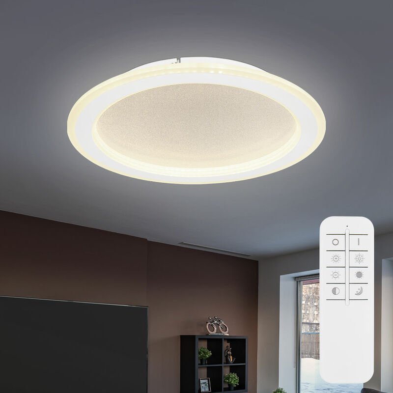 Globo Lighting - Deckenleuchte dimmbar mit Fernbedienung Tageslicht led Deckenlampe weiß, Kristallleuchte, 24W 1500lm wa...