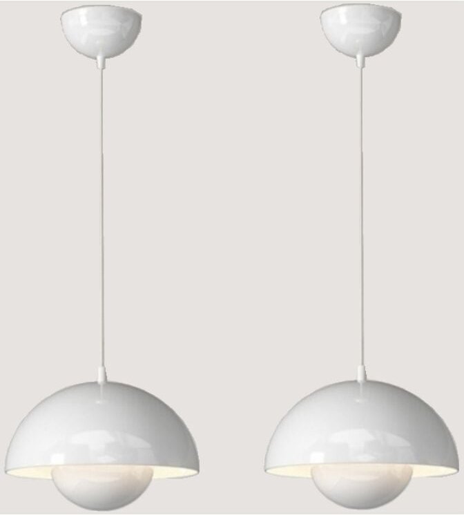 Modern Pendelleuchte Kreative Metall Hängeleuchte Lampenschirm Höhenverstellbare Kronleuchter 2 Stück Weiß