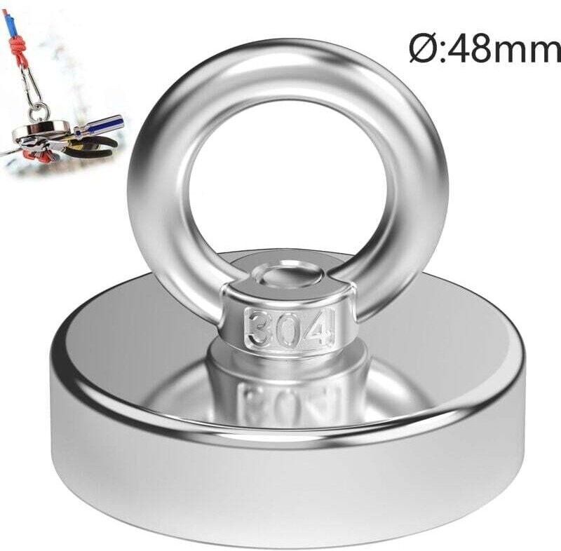 Leistungsstarker Neodym-Magnet Durchmesser 48mm 75KG Zugkraft für Industrie und Wissenschaft, Magnetfischen