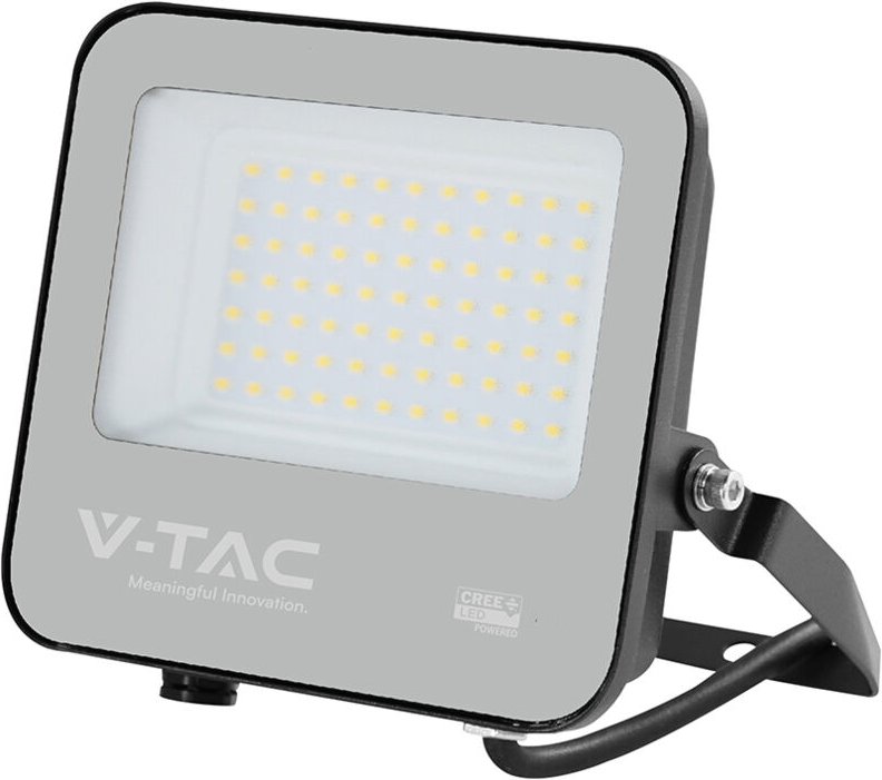 V-TAC PRO Slim LED-Strahler 50 W, warmweißes Licht (135 lm/W, 3000 K), Schutzart IP65, schwarzes Kabel (1 m) – Artikelnu...
